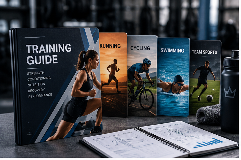 Training guides covering strength, running, cycling, swimming, and team sport development